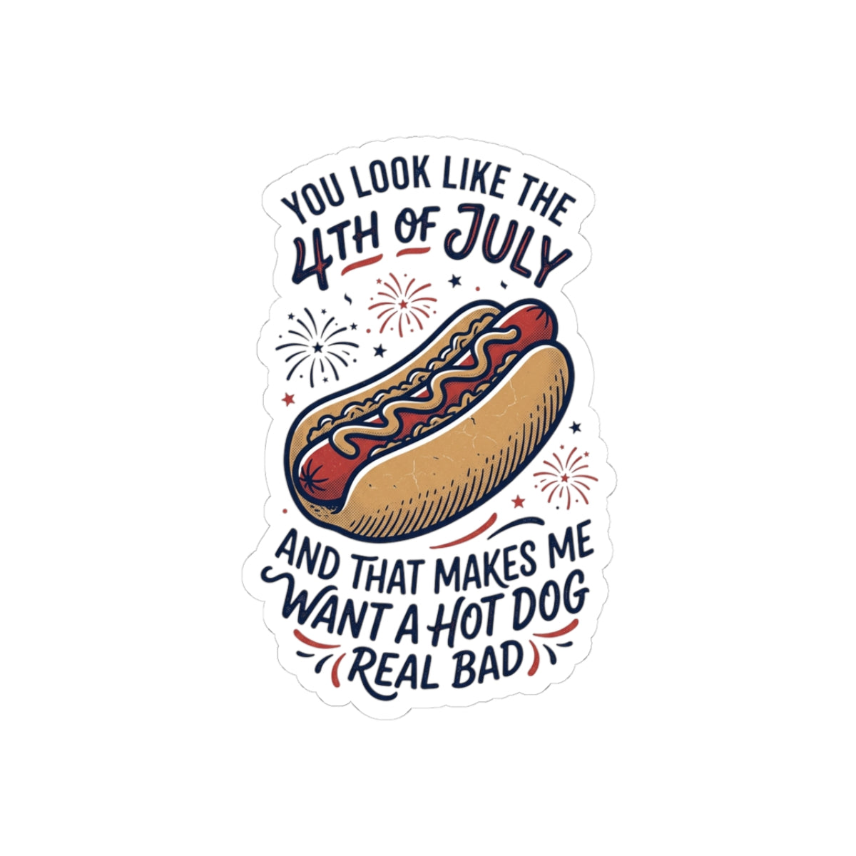 4th of July Hot Dog Sticker