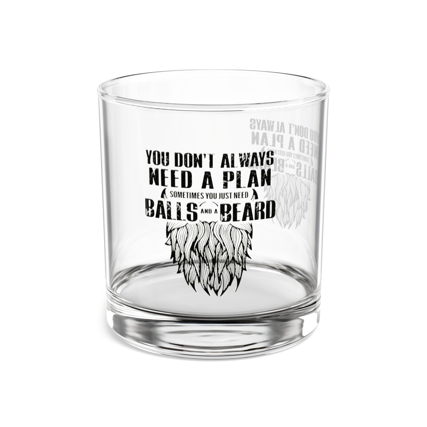 'Just balls and a beard"-  Distressed Rocks Glass, 10oz