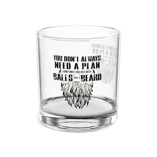 'Just balls and a beard"-  Distressed Rocks Glass, 10oz