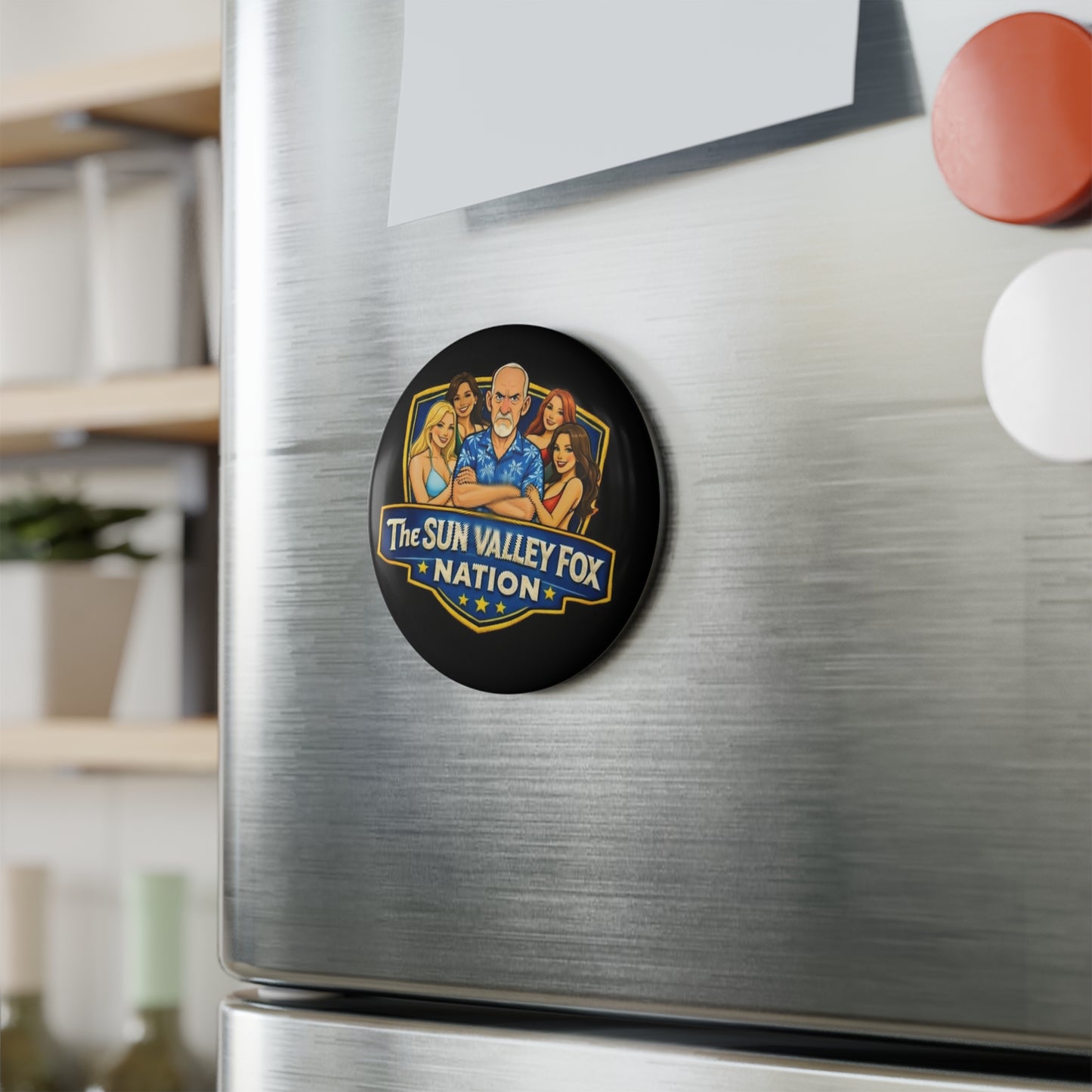 The Sun Valley Fox Nation Round Fridge Magnet