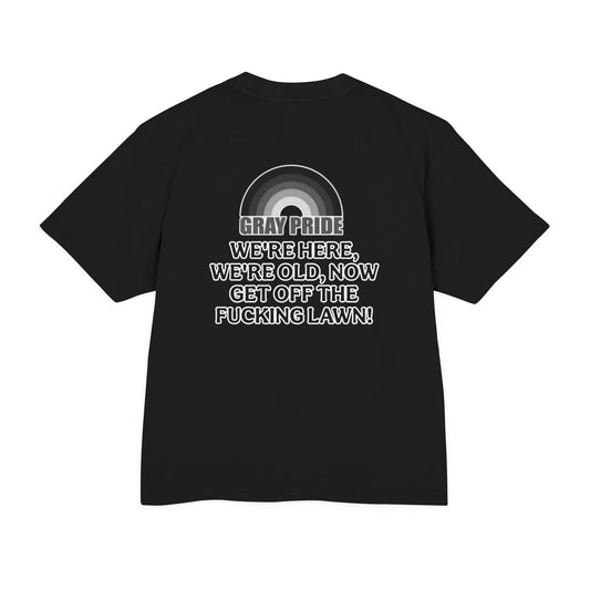 "Get Off The Fucking Lawn"- Heavy Tee - Gray Pride Statement Shirt with Rainbow Design
