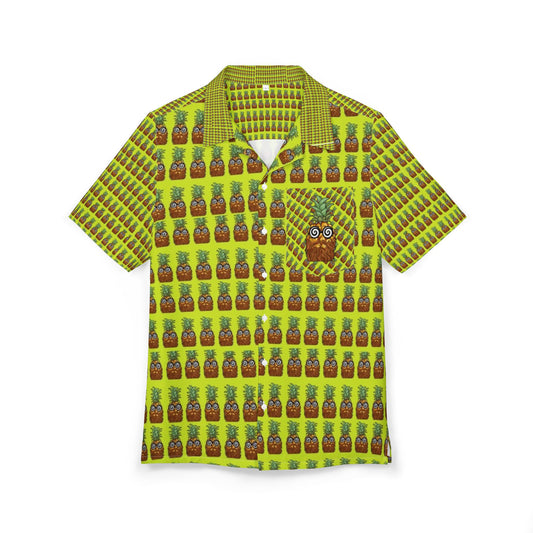 Trippypineapple Rows- Unisex Hawaiian Button-Down Shirt - ns