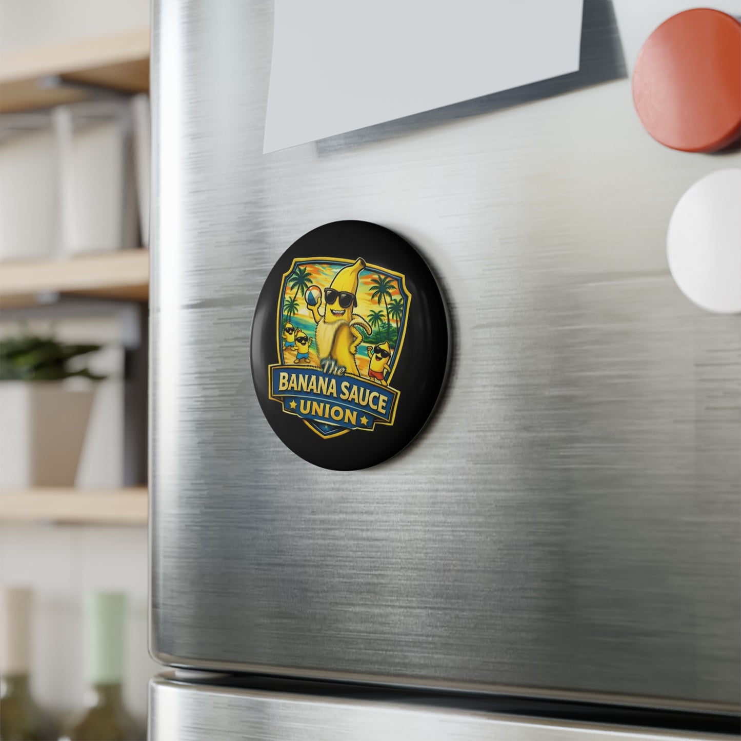 Banana Sauce Union Round Fridge Magnet