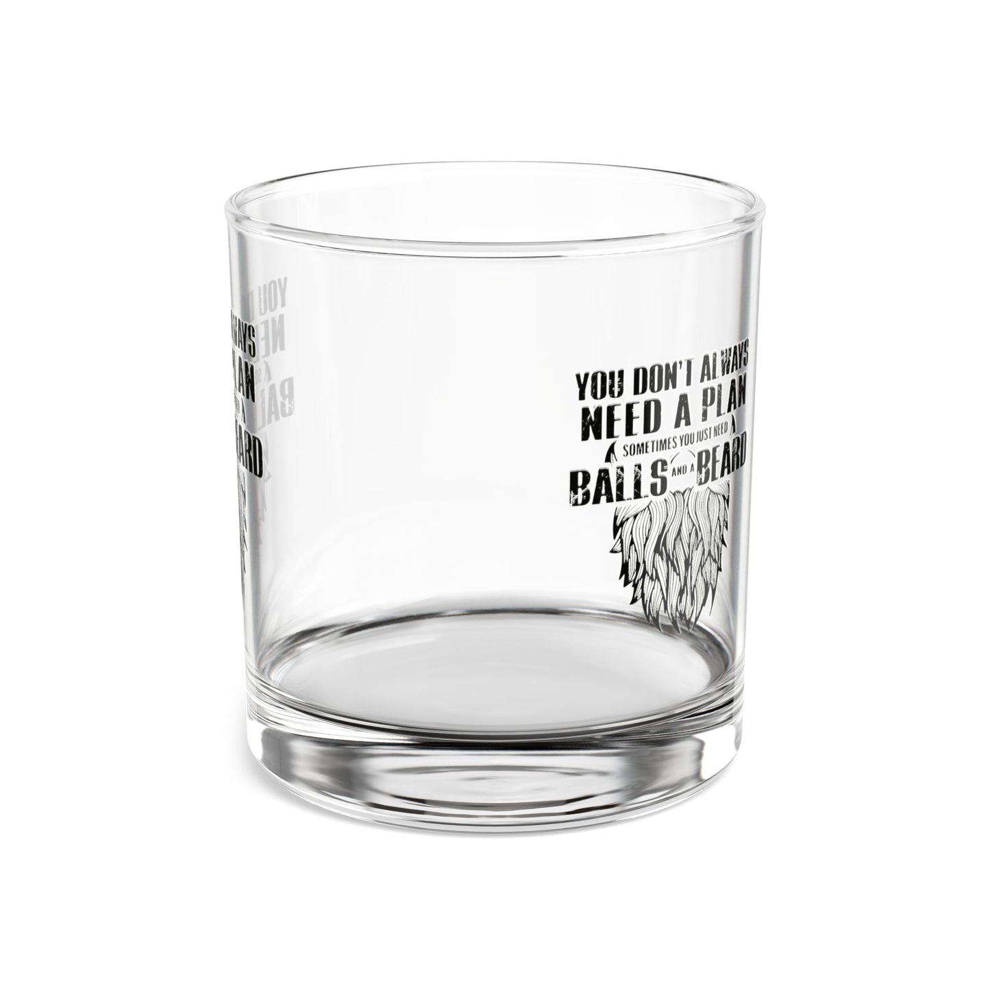 'Just balls and a beard"-  Distressed Rocks Glass, 10oz