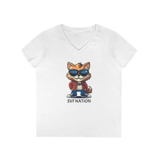 SFV NATION V-Neck T-Shirt, Trendy Graphic Tee: Casual Wear, Summer Style