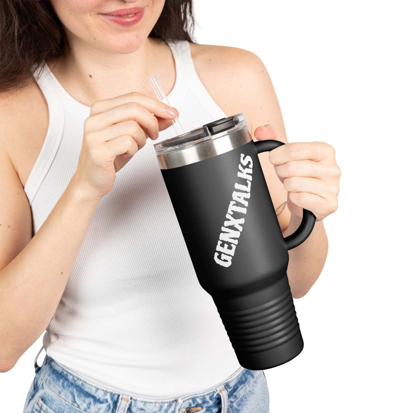 GENXTALK's Insulated Travel Mug - 40oz Red Auto Coffee Cup