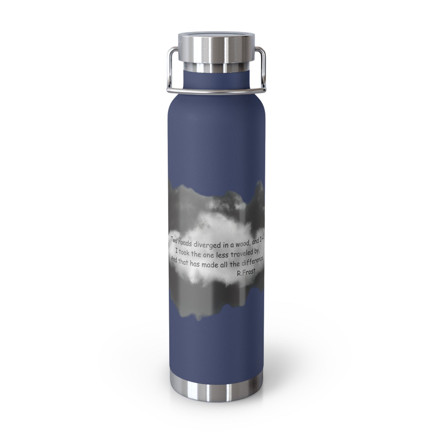 "Two Roads Diverged In The Woods...."-Copper Insulated Water Bottle – R. Frost Quote