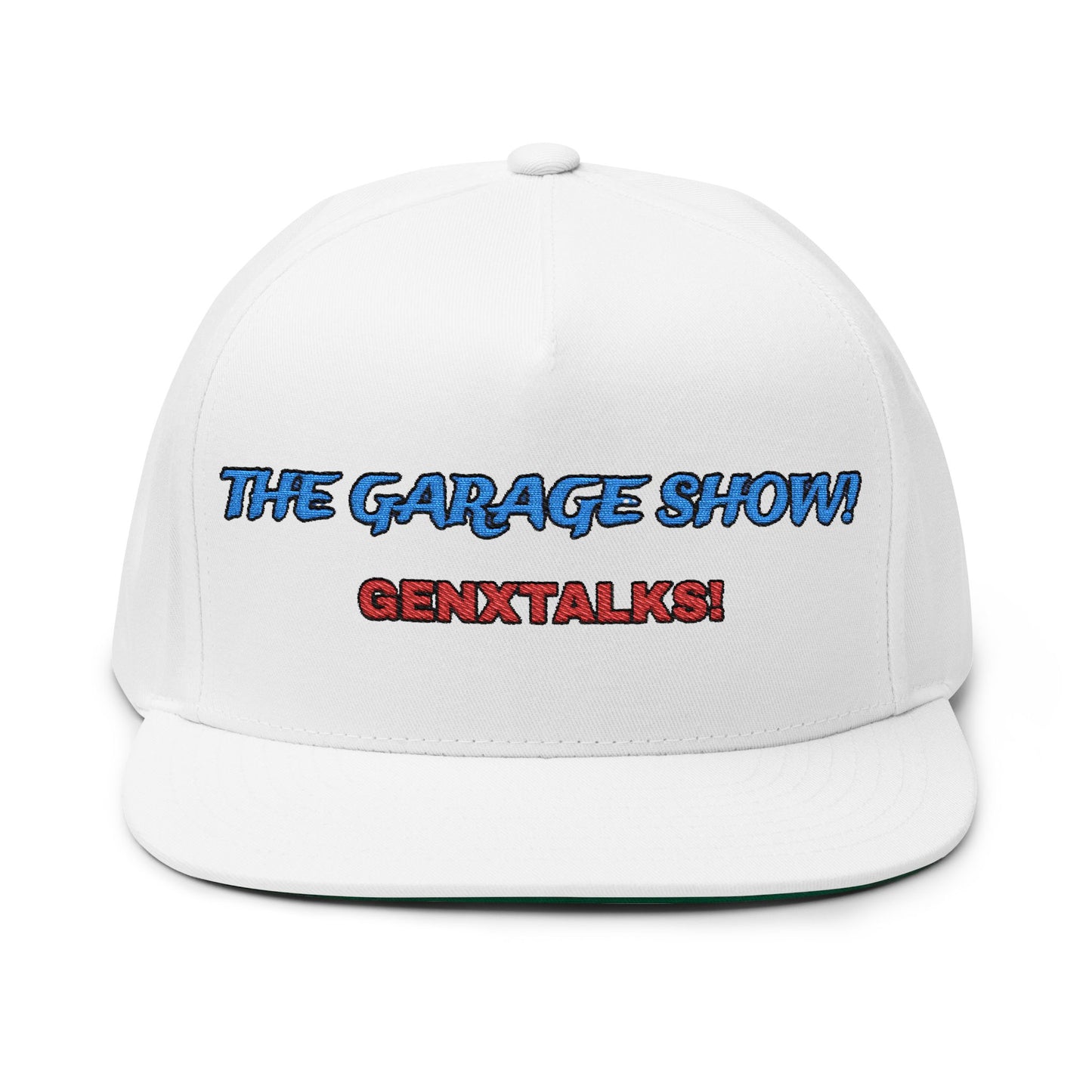 Embroidered Flat Bill Cap - The Garage Show | Snaps in back