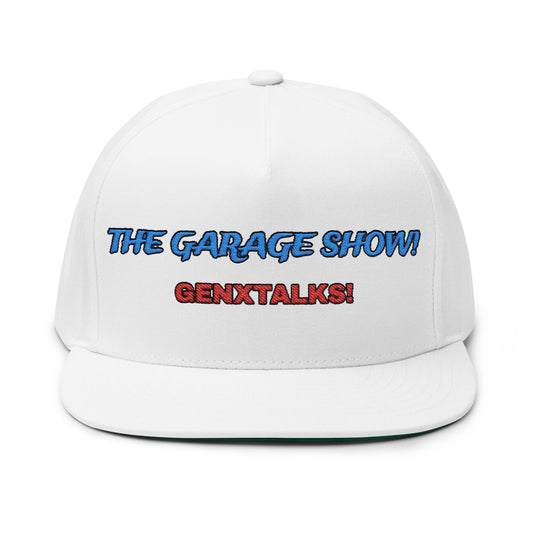 Embroidered Flat Bill Cap - The Garage Show | Snaps in back