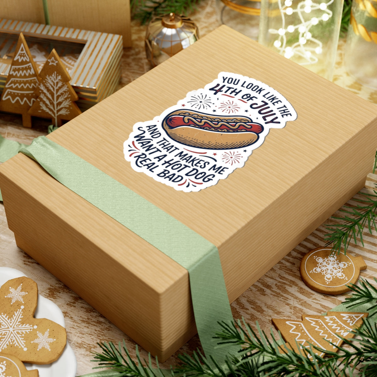4th of July Hot Dog Sticker
