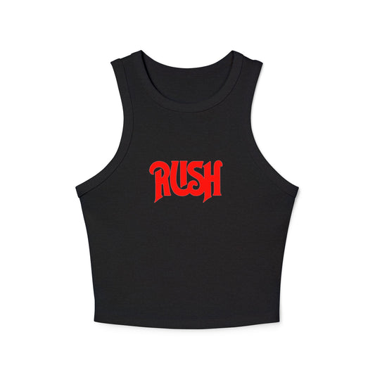 RUSH Women’s Micro Rib Racer Tank Top - Bold Black Fitness Apparel