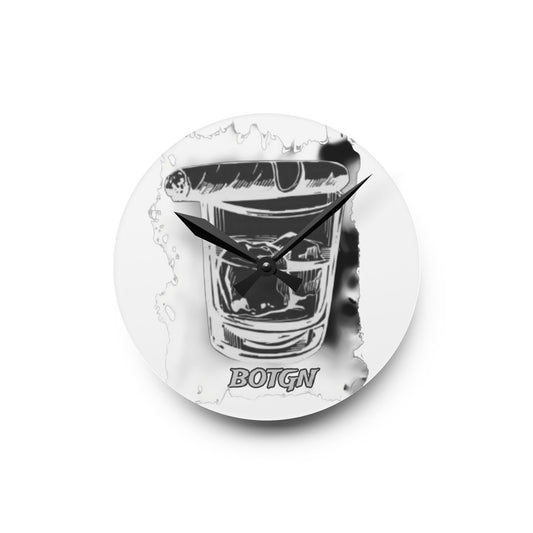 BOTGN cigar and whiskey- Acrylic Wall Clock