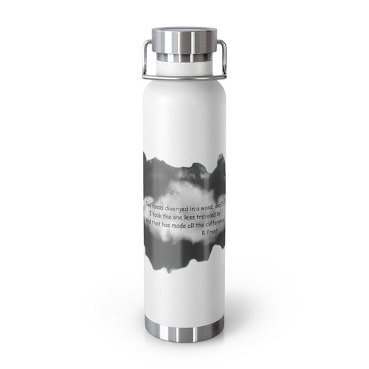 "Two Roads Diverged In The Woods...."-Copper Insulated Water Bottle – R. Frost Quote