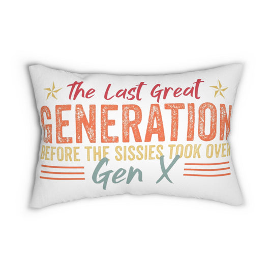 Gen X Vibes Lumbar Pillow | Vintage Generational Quote Cushion | Home Decor | Gift for Gen Xers | Cozy Accent Pillow | Unique Home  Accent